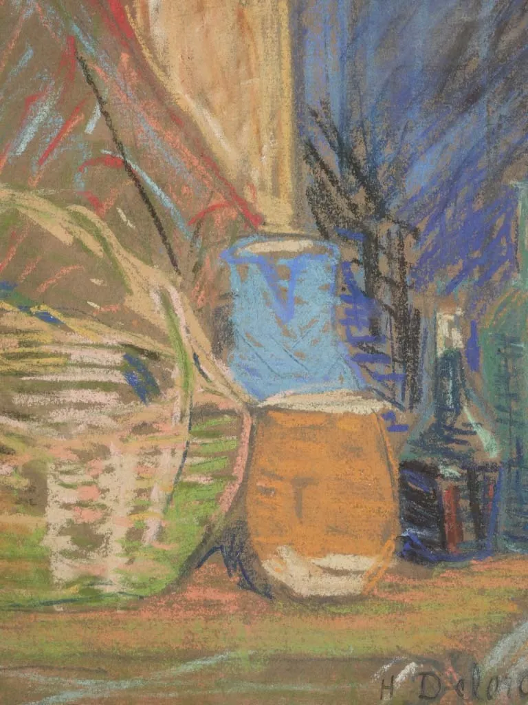 1922 Pastel Still Life by H. Deloras 13¾" x 12¼"