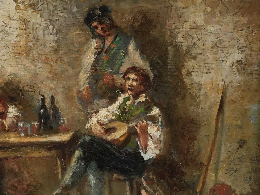 19th century tavern interior w/ mandolin player - 17¾" x 21¼"