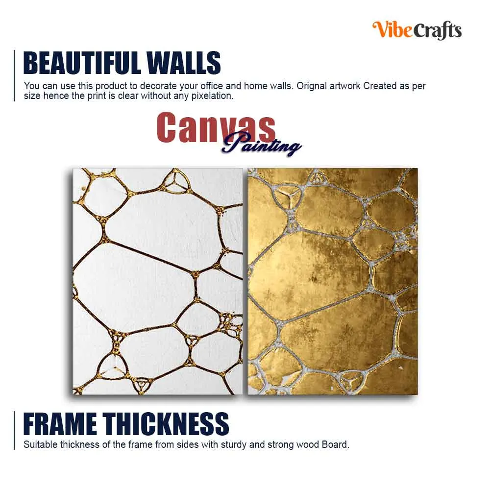 3D Golden Art Canvas Wall Painting of Two Pieces