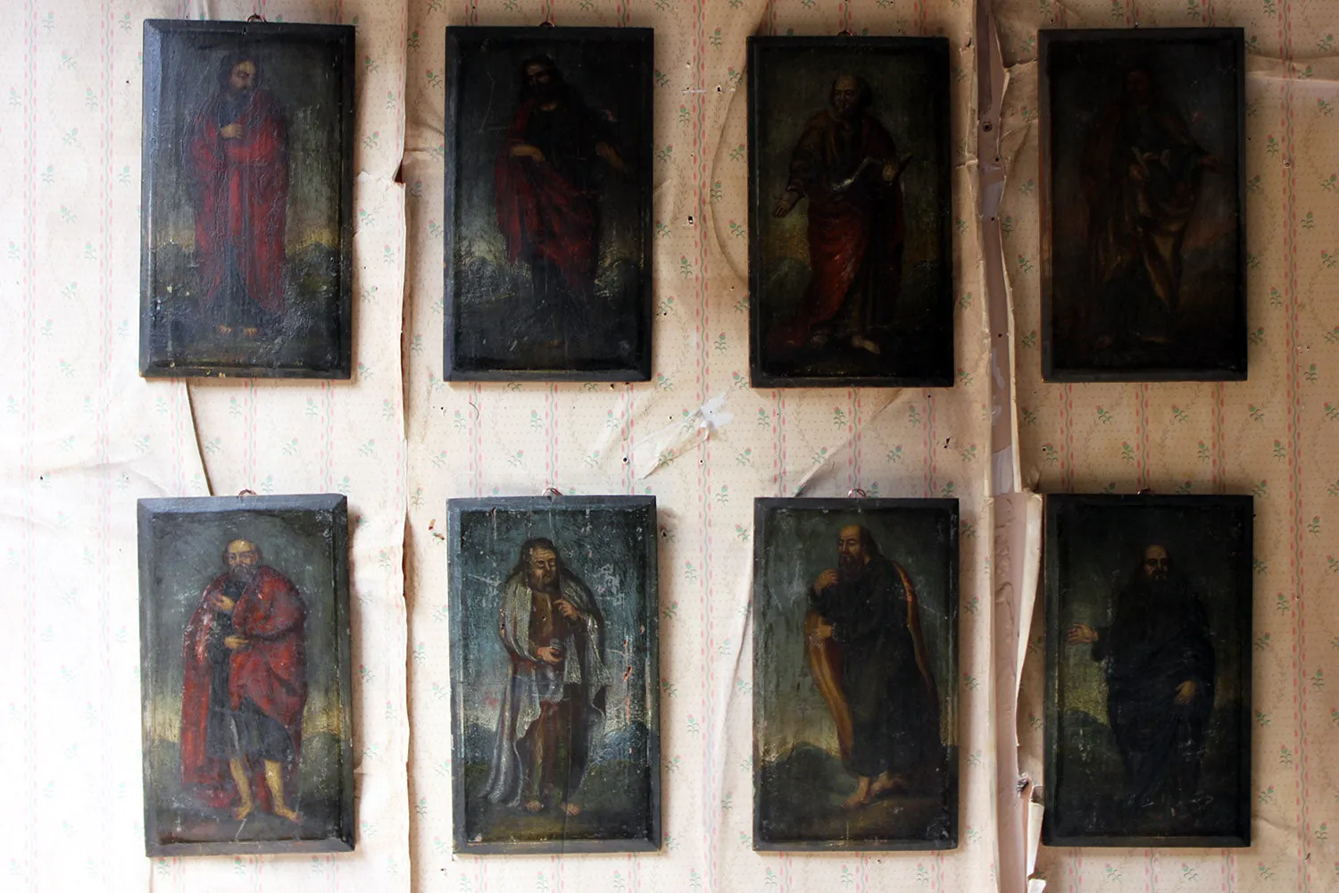 A Group of Eight 18thC Italian School Oil on Panel Studies of Apostles