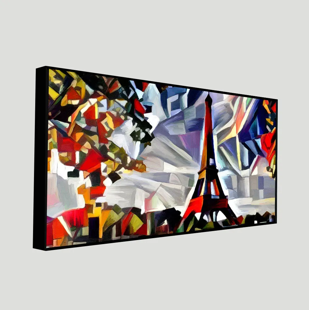 Abstract Art Premium Canvas Painting of Eiffel Tower in Paris