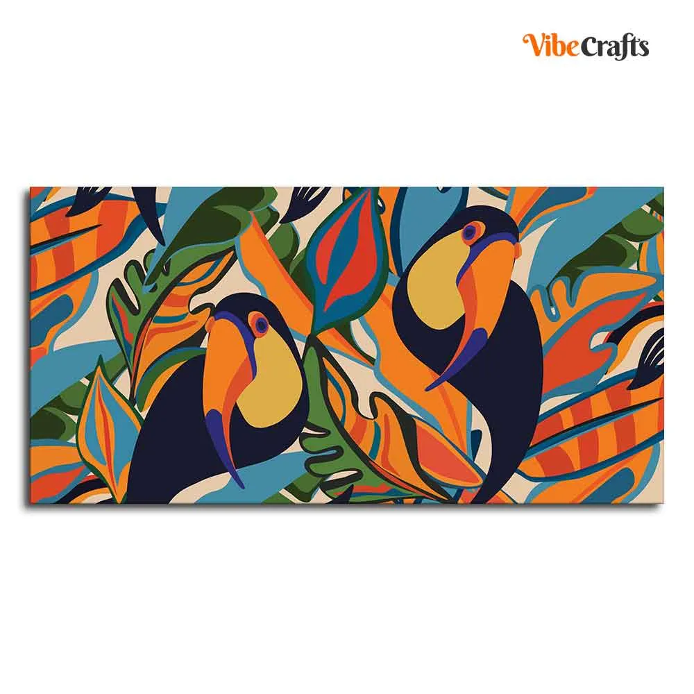 Abstract Art Toucans Wall Painting