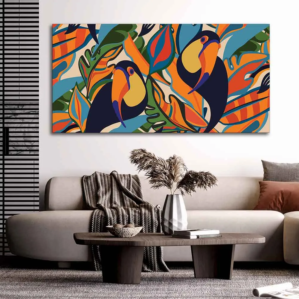 Abstract Art Toucans Wall Painting