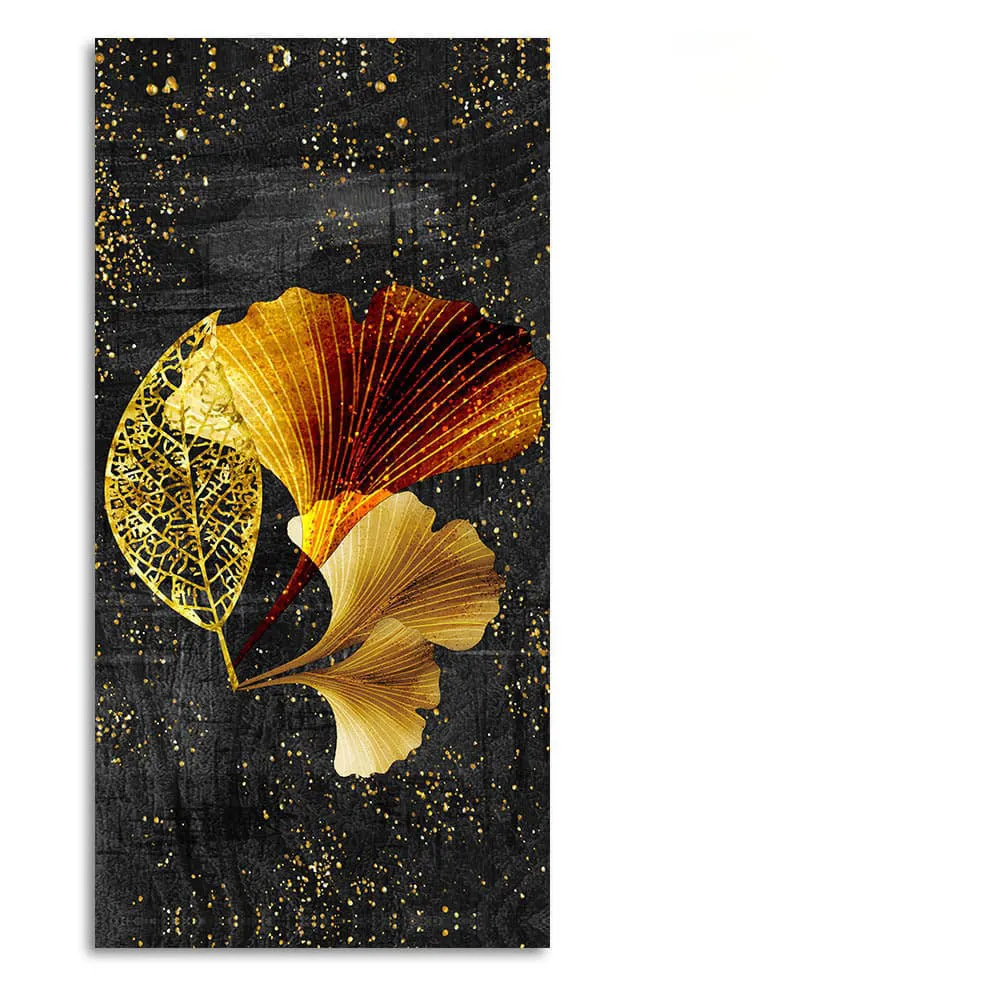 Abstract Black Gold Ginkgo Leaf Canvas Wall Painting