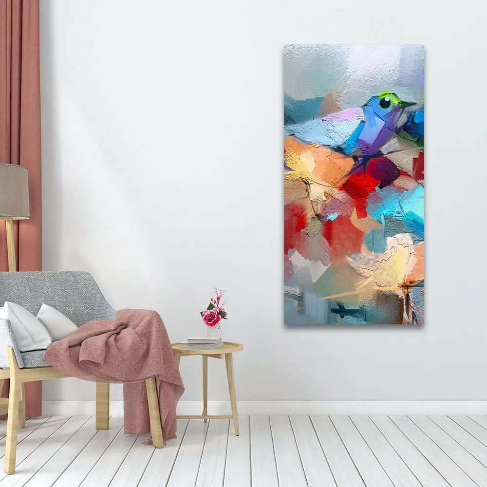 Abstract Colorful Bird and Flower Canvas Wall Painting