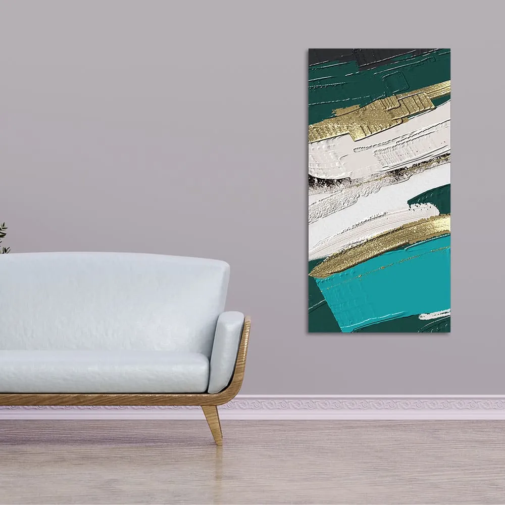 Abstract Golden and White Textured Canvas Wall Painting