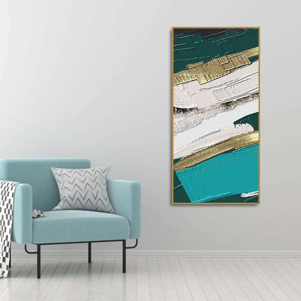 Abstract Golden and White Textured Canvas Wall Painting