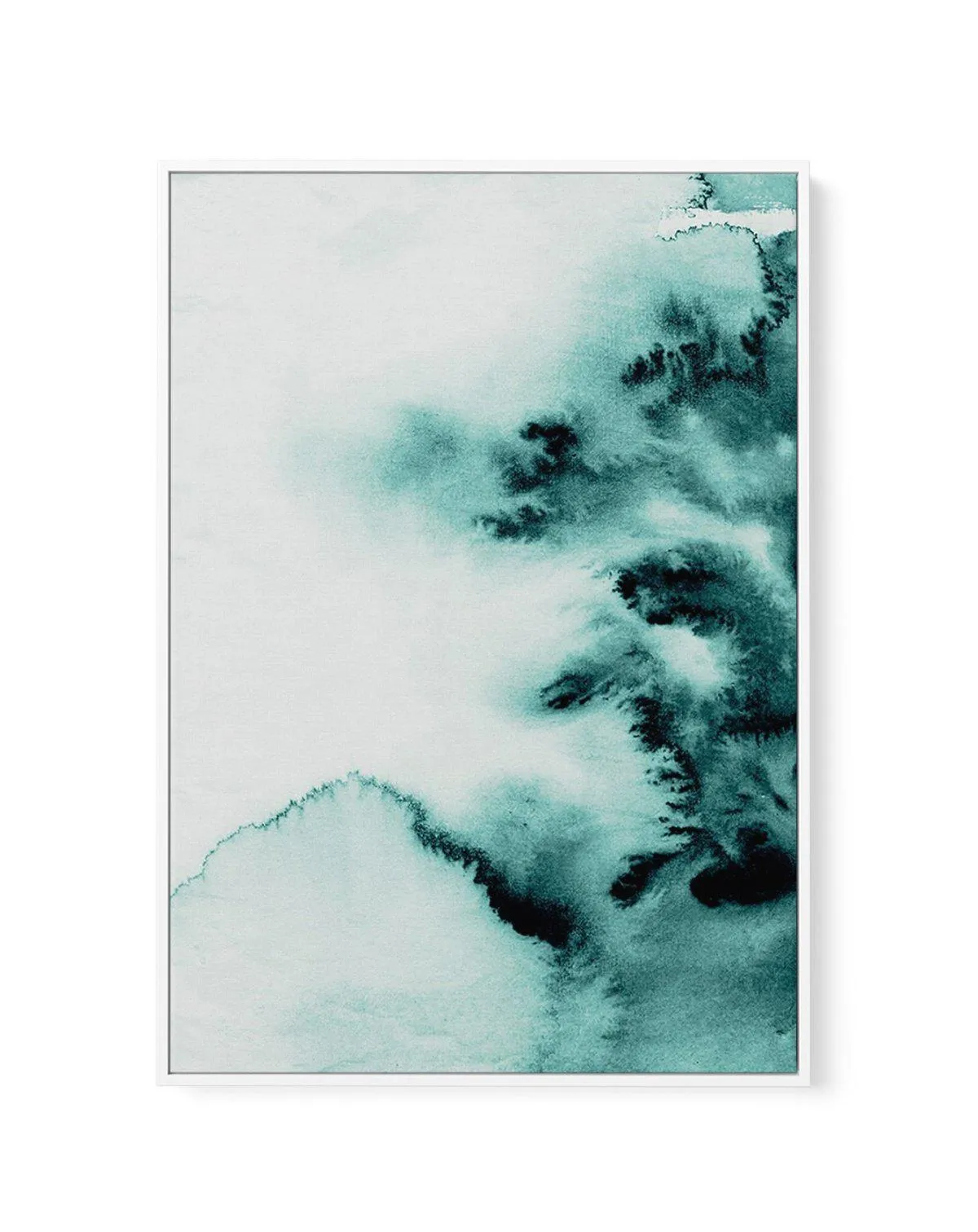 Abstract Green Watercolour II | Framed Canvas Art Print