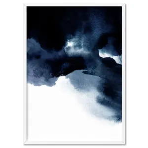 Abstract Watercolour Navy Indigo Clouds I - Art Print