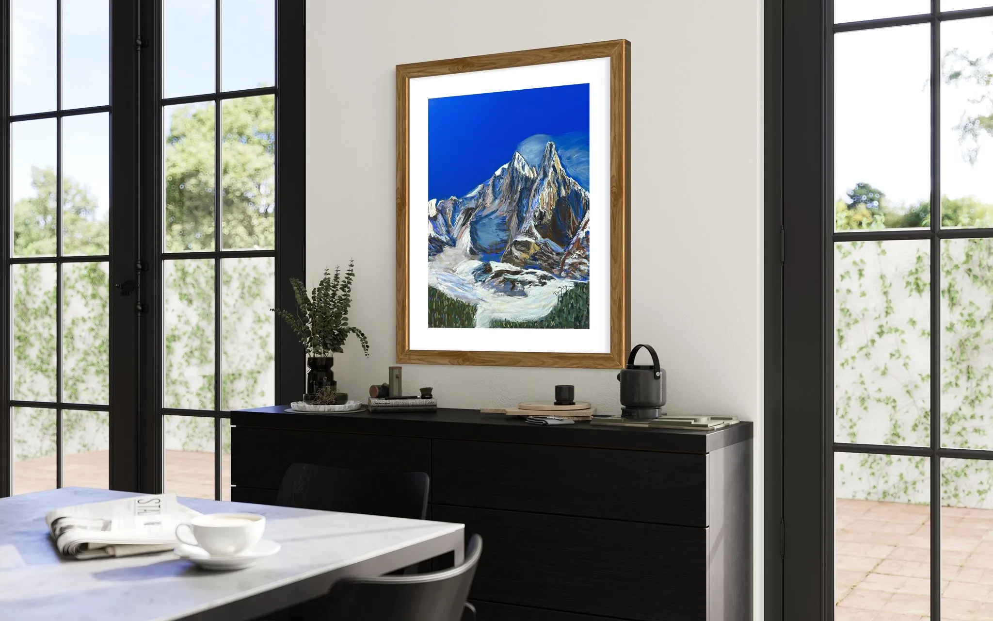 Aiguille des Drus and Aiguille Verte Soft Pastels Painting