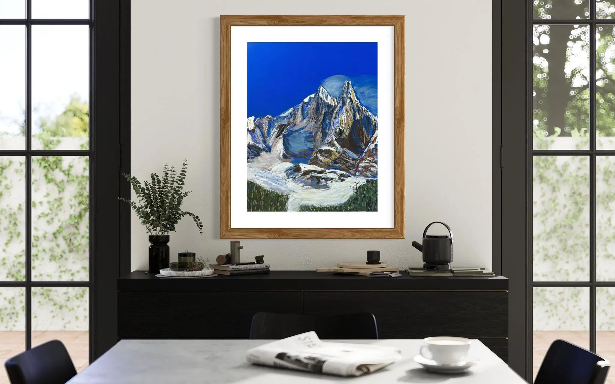 Aiguille des Drus and Aiguille Verte Soft Pastels Painting