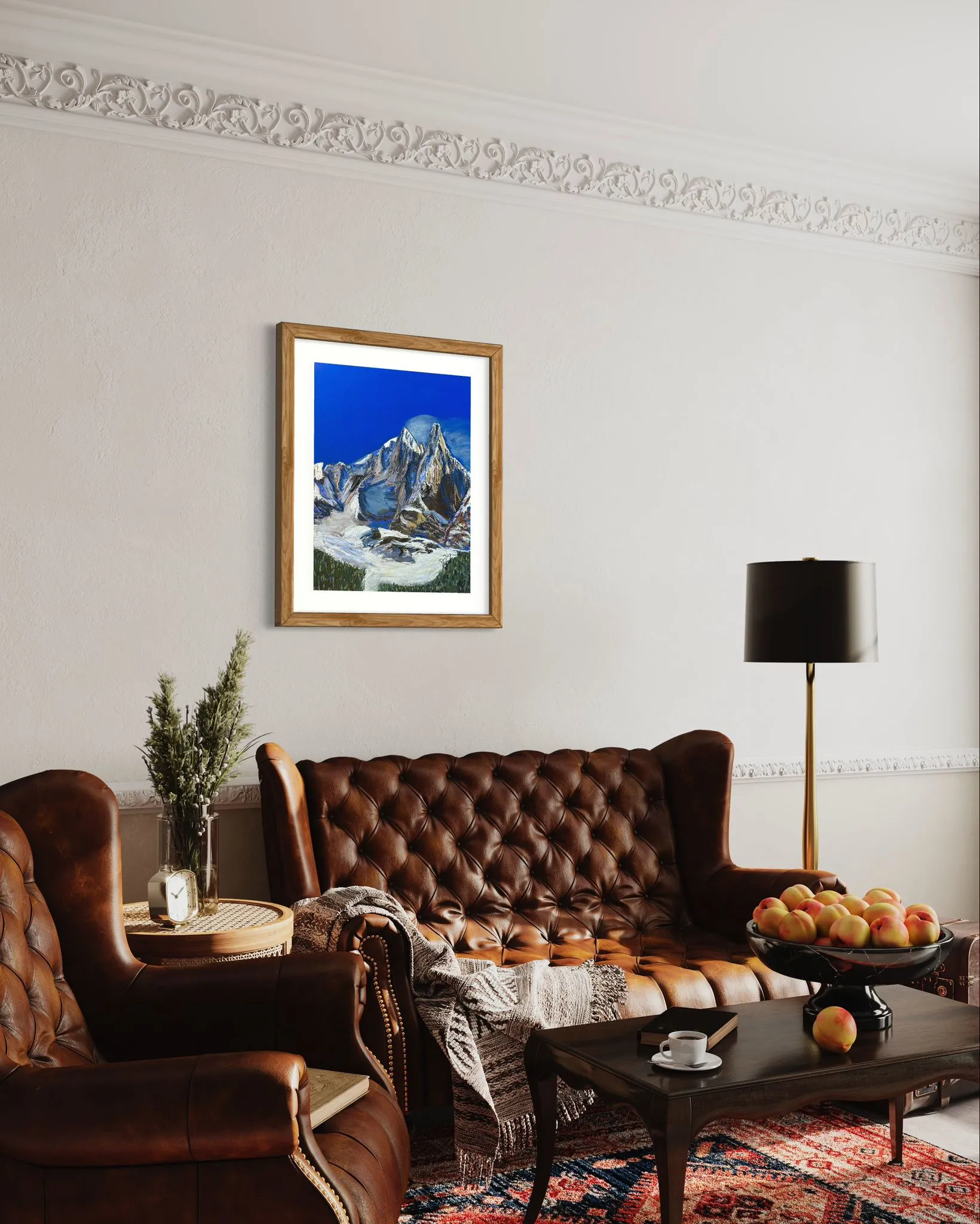 Aiguille des Drus and Aiguille Verte Soft Pastels Painting