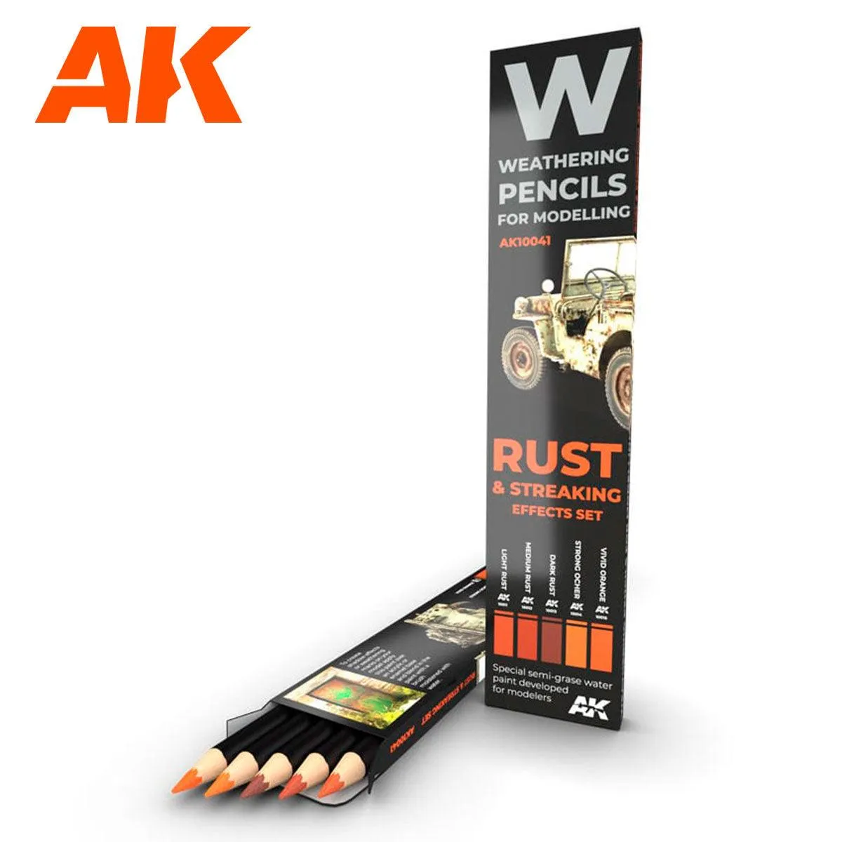 AK Interactive AK10041 Weathering Pencils Rust & Streaking Effects Set