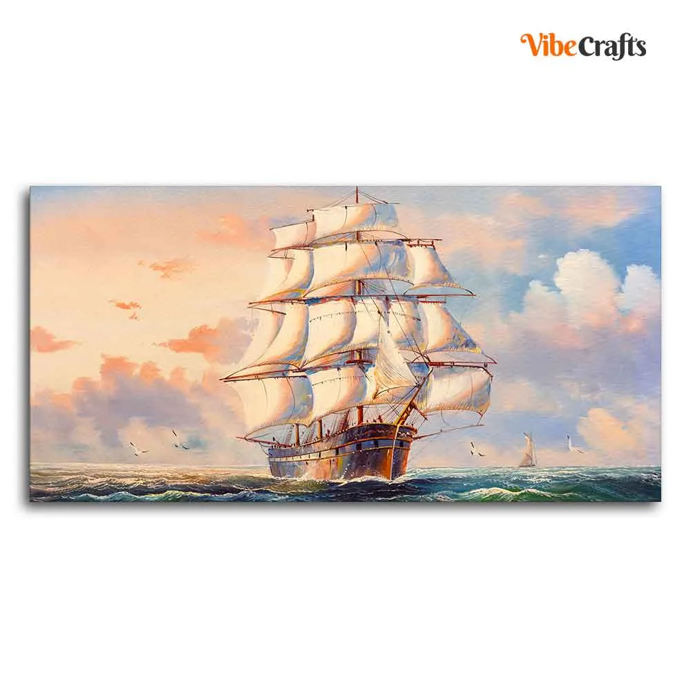 Amazing Sailing Ship Wall Painting