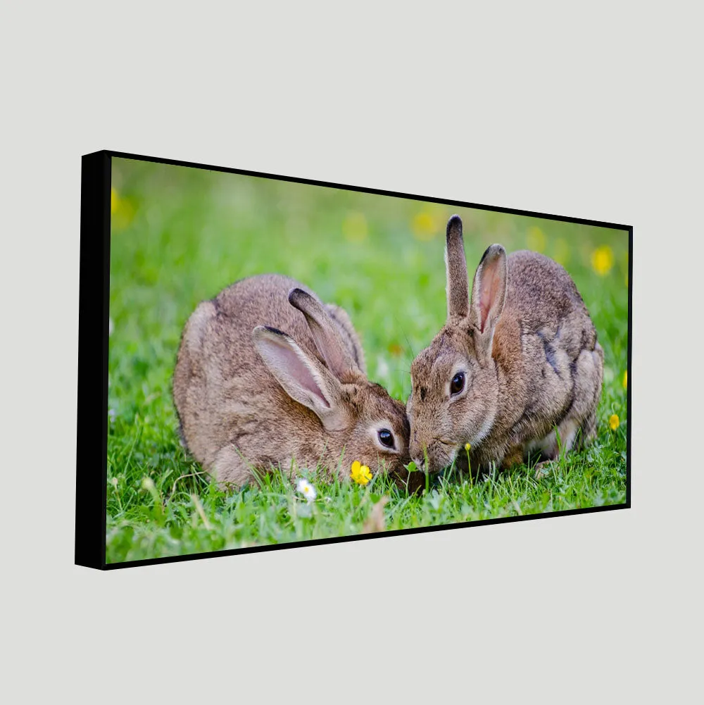 Baby Bunnies in Garden Canvas Wall Painting