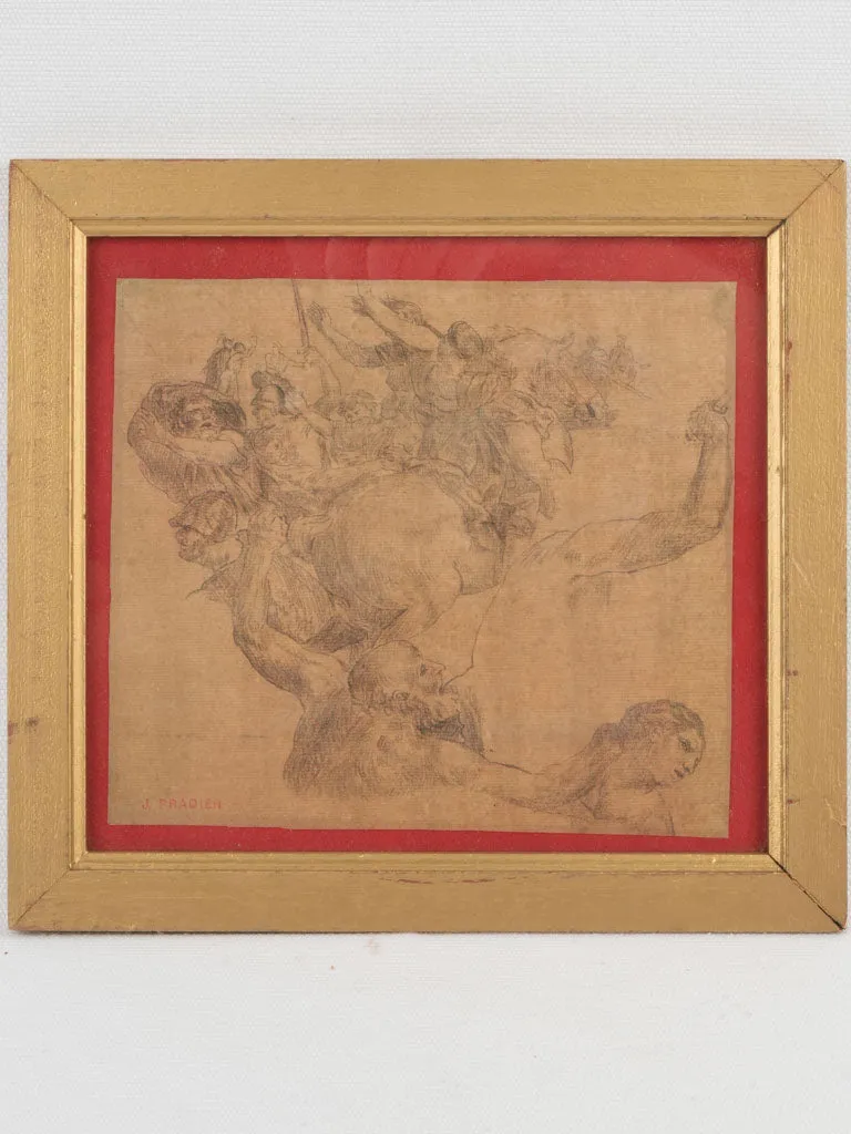 Battle Scene Preparatory Drawing by James Pradier (1792-1852) - 9½" x 10¼"