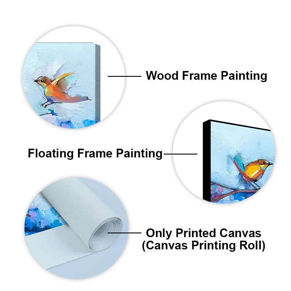 Beautiful Canary Birds on Branch Premium Canvas Wall Painting