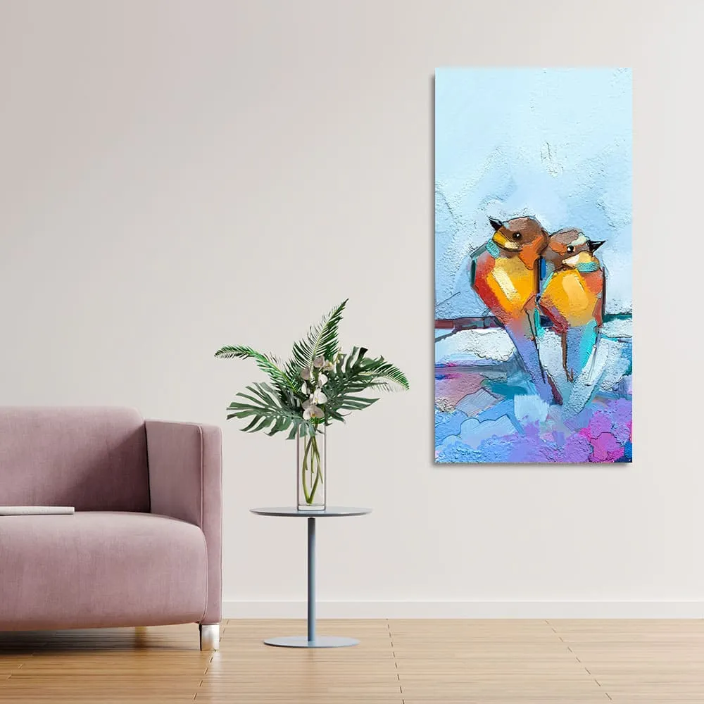 Beautiful Couple Birds Premium Canvas Wall Painting