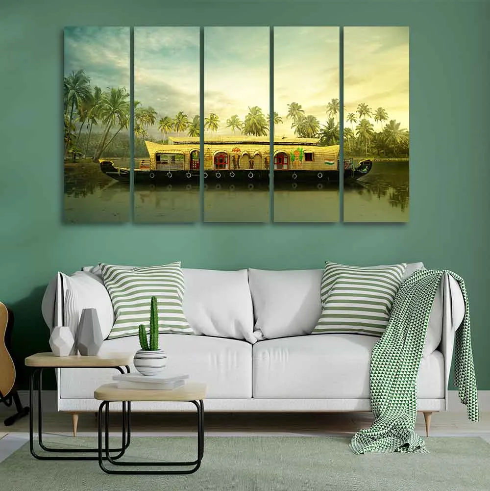 Beautiful Kerala Boat Wall Painting 5 Pieces