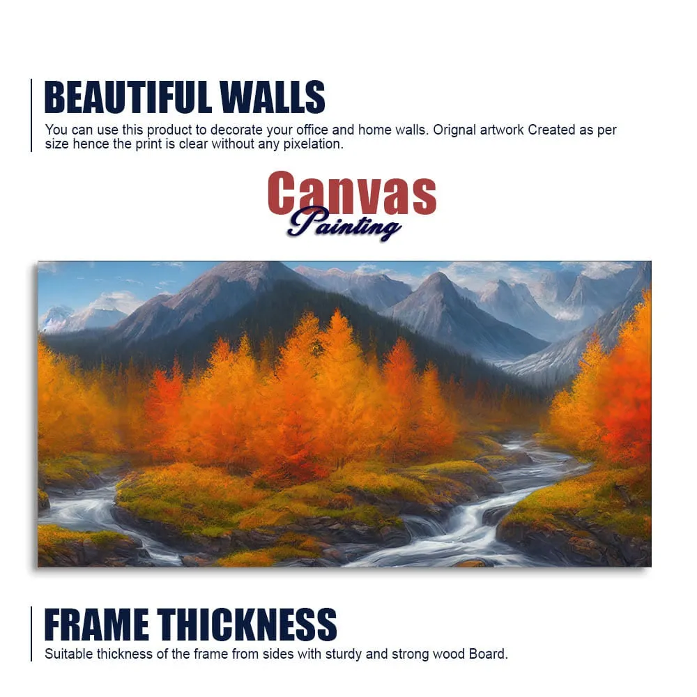 Beautiful Mountains with Autumn foliage of Trees Canvas Wall Painting