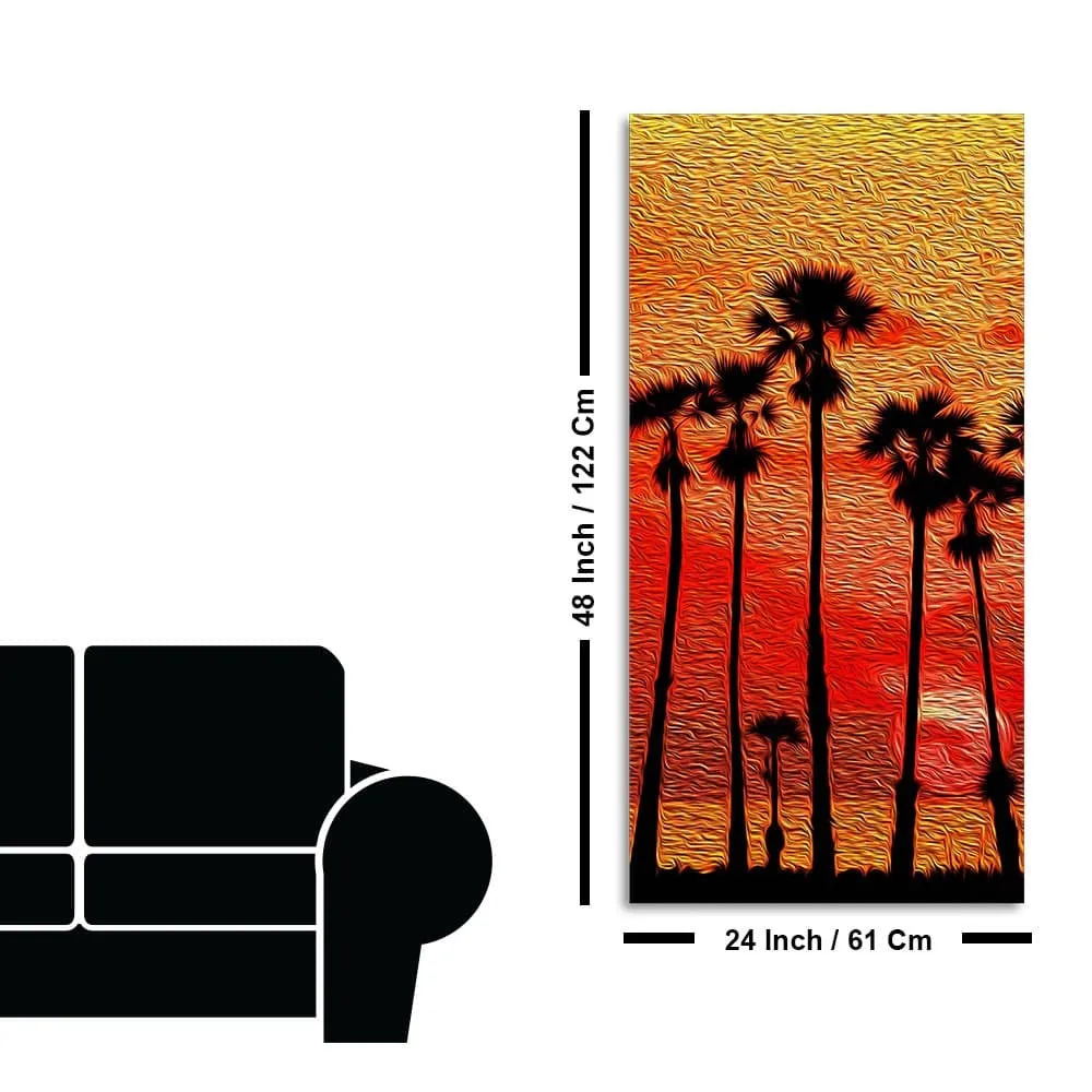 Beautiful Palm Tree at Sunset Canvas Wall Painting