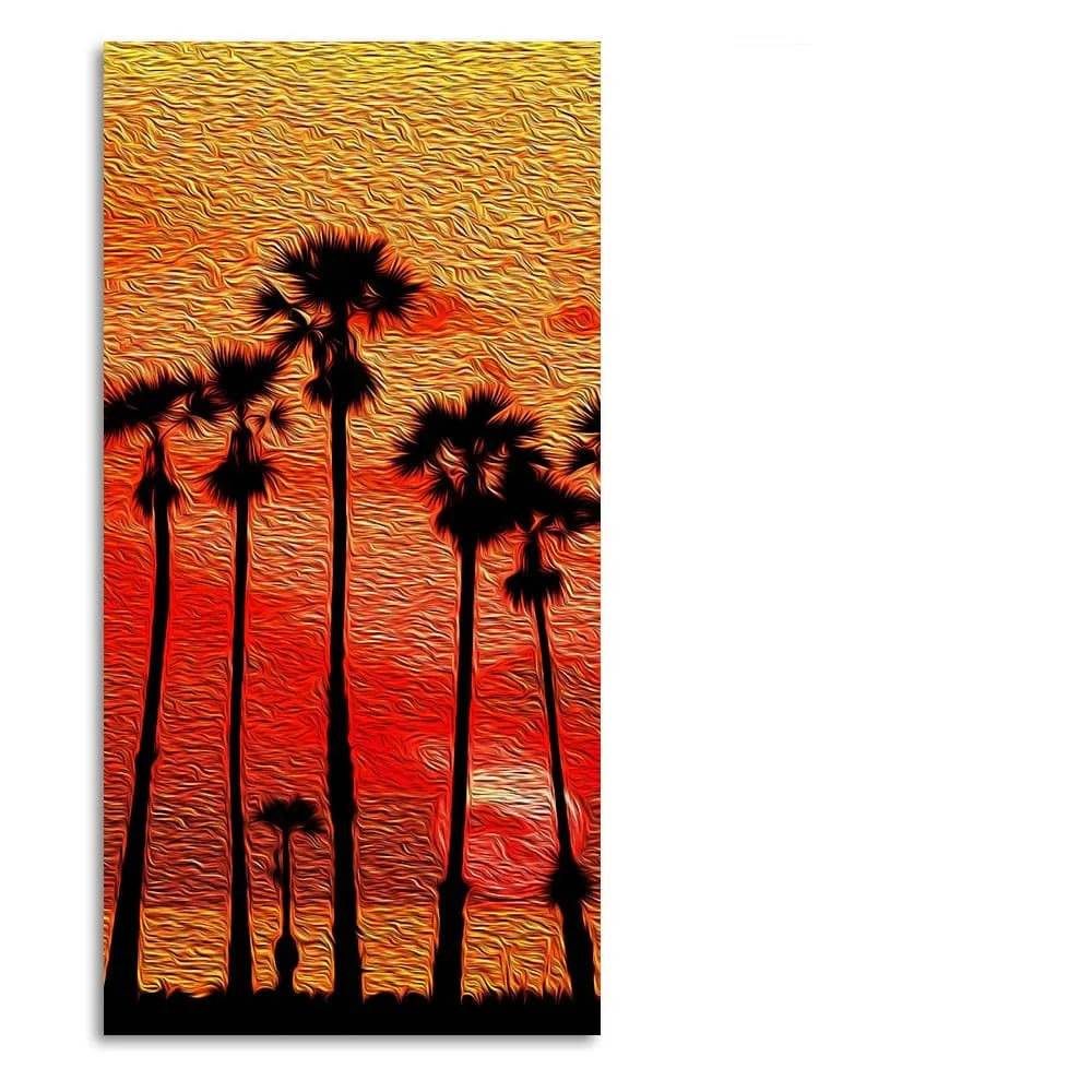 Beautiful Palm Tree at Sunset Canvas Wall Painting