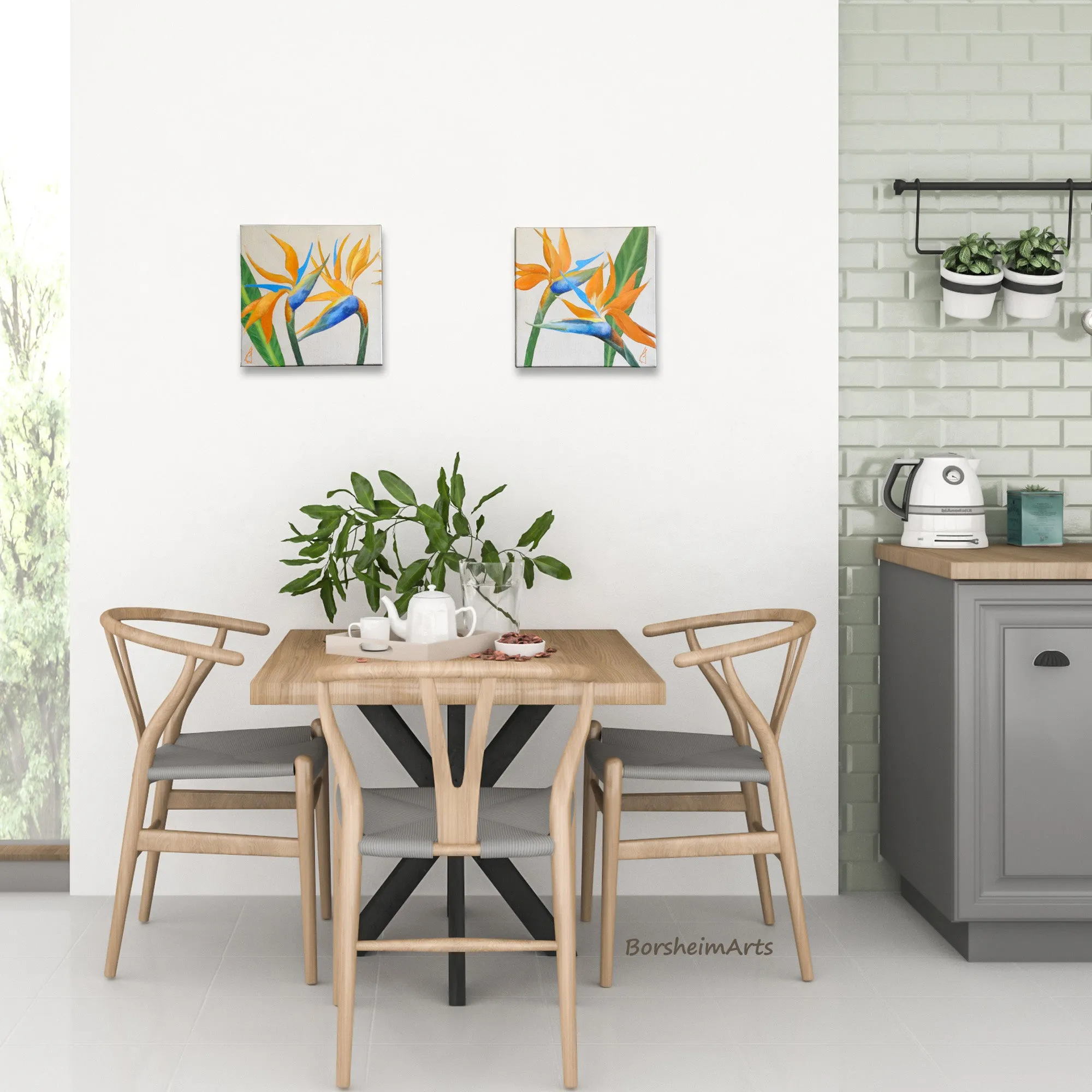 Birds of Paradise Diptych Paintings