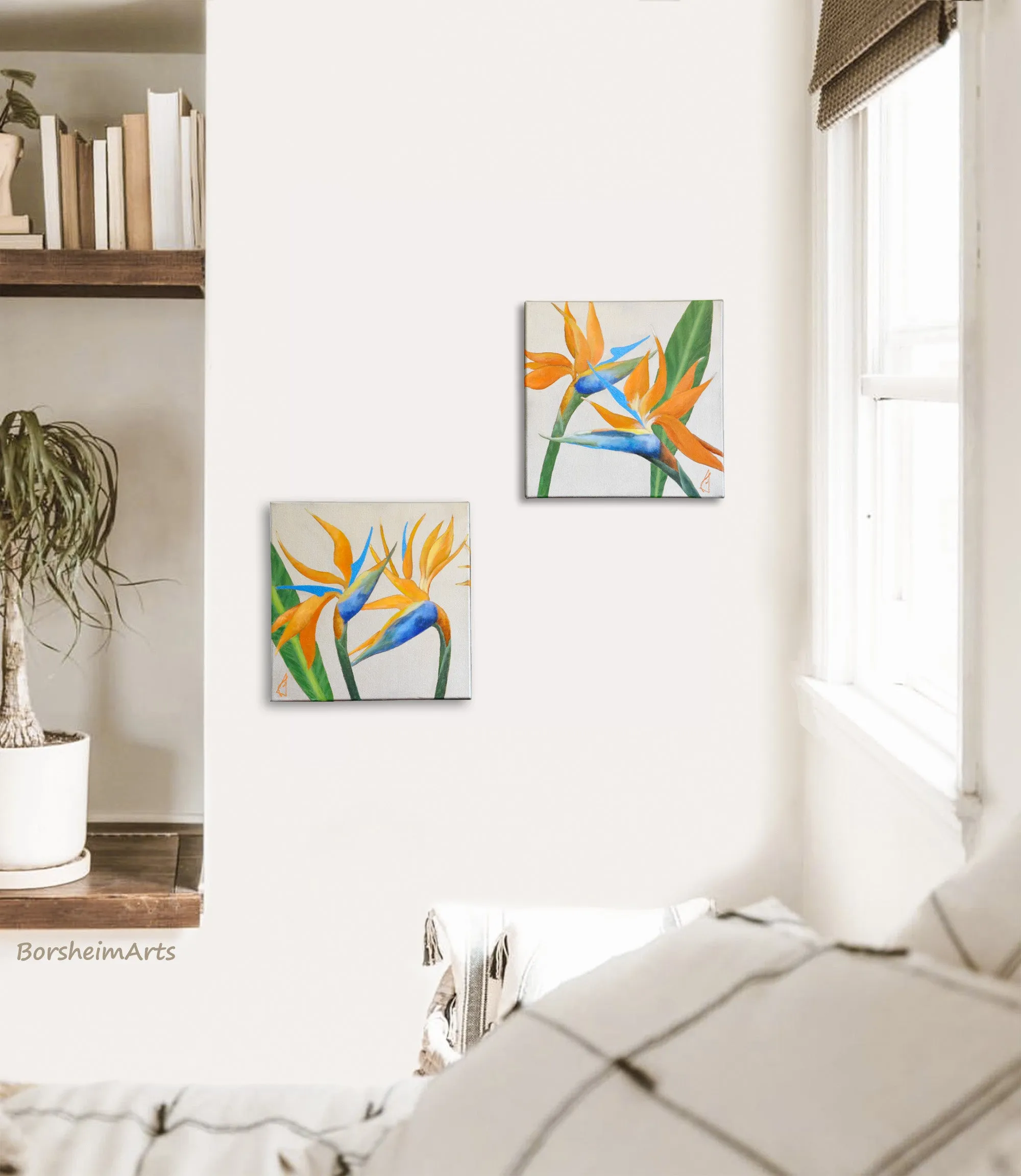 Birds of Paradise Diptych Paintings