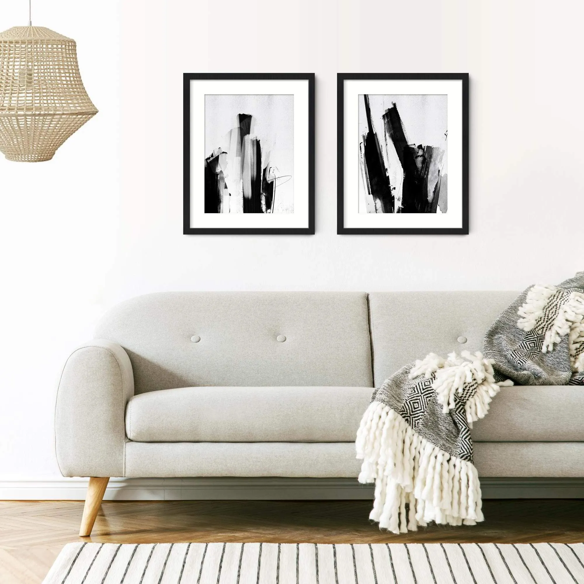 Black & White Abstract Scribble Wall Art Set