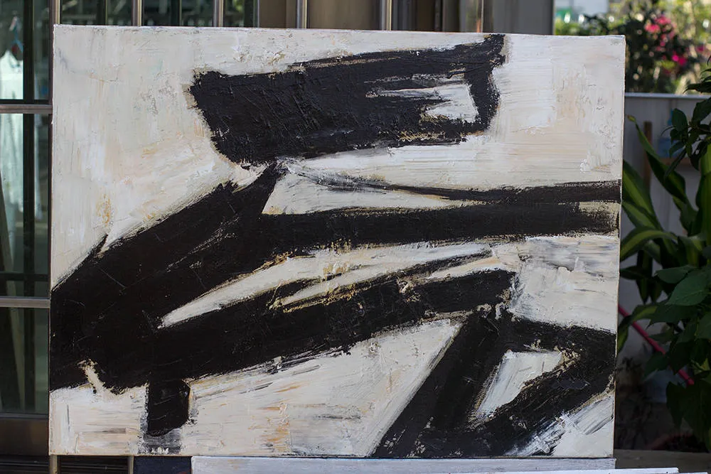 Black and White Abstract Painting Contemporary Art Yp106