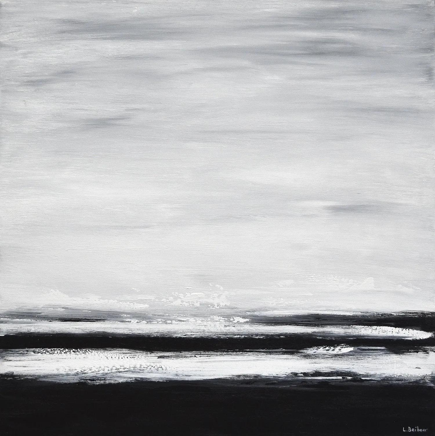 Black and White Landscape Painting Minimalist Modern Artwork Fp006