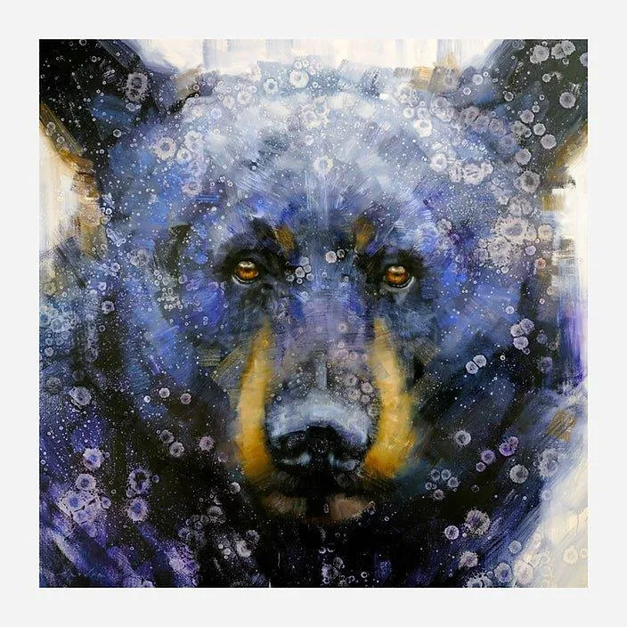 Black Bear Blue Framed Canvas Art