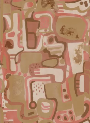 Cubist Jigsaw Wallpaper -  Brick   Blush