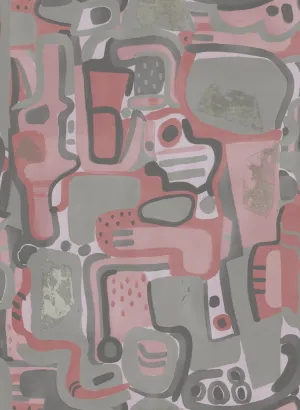 Cubist Jigsaw Wallpaper - Rose   Grey