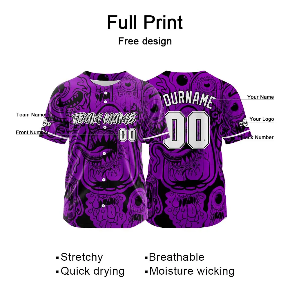 Custom Baseball Uniforms High-Quality for Adult Kids Optimized for Performance Monster-Purple