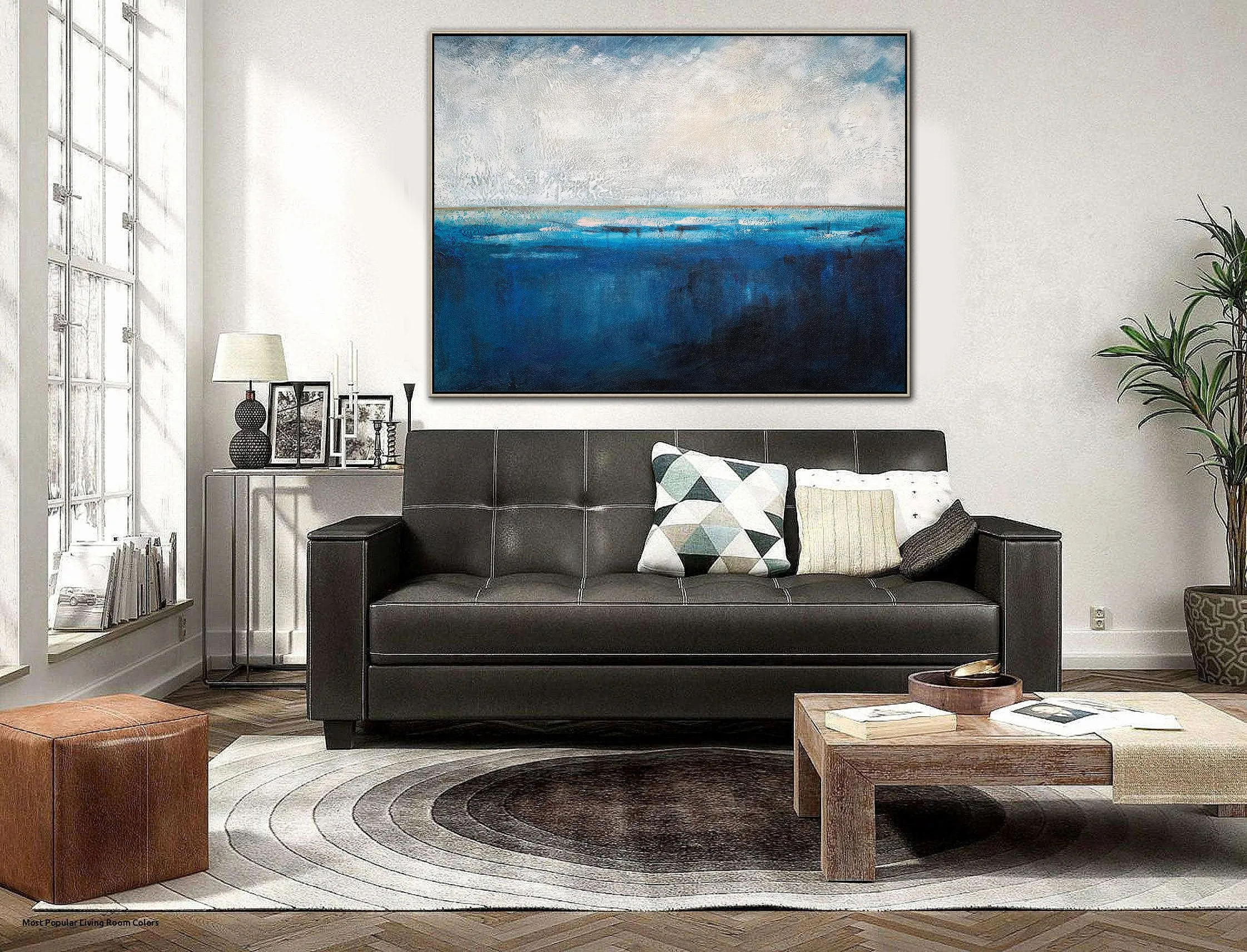 Deep Blue Sea Level Painting,Large Abstract Art Living Room Art BG001