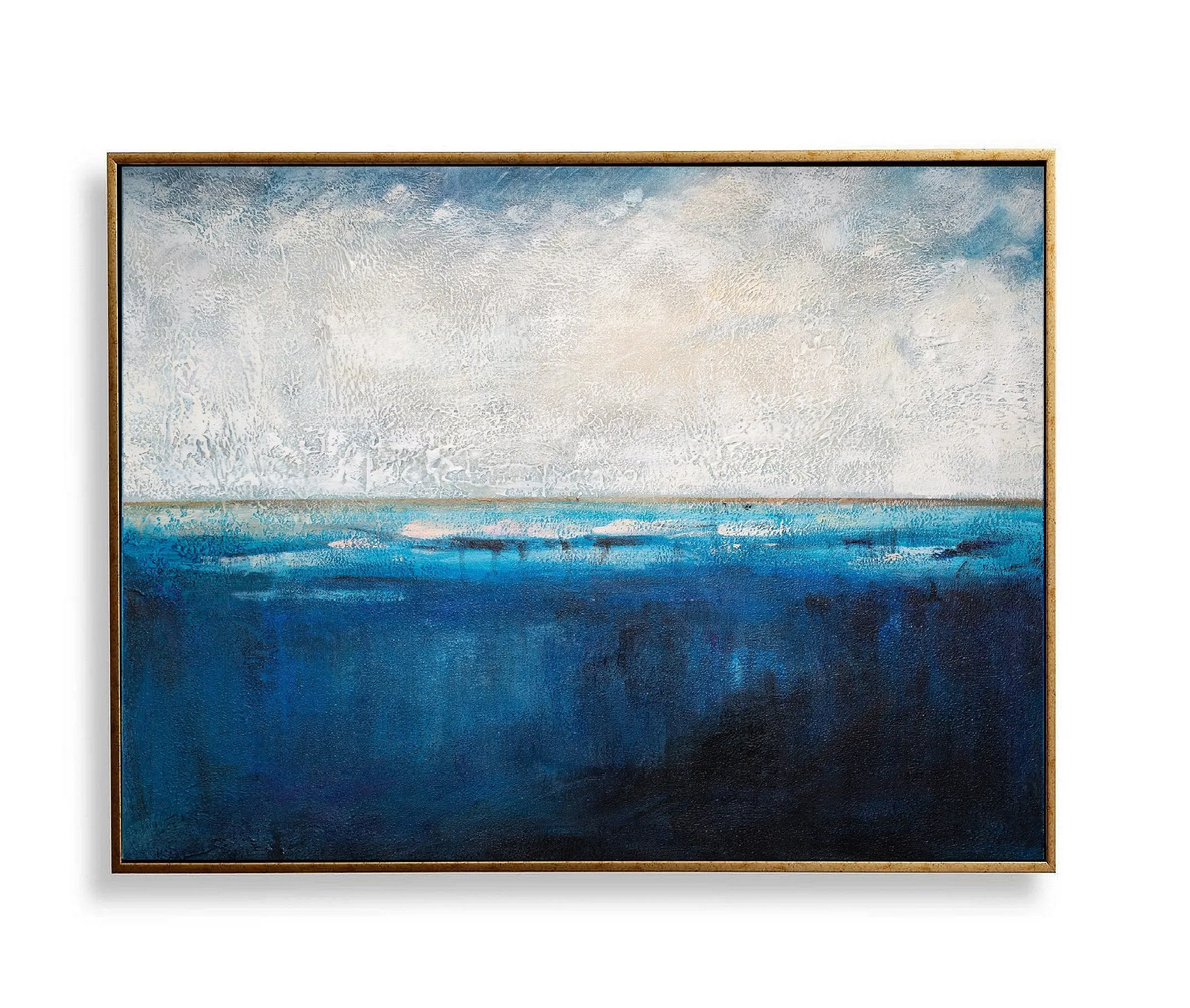 Deep Blue Sea Level Painting,Large Abstract Art Living Room Art BG001