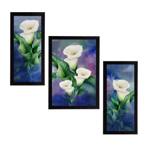 eCraftIndia Set of 3 Botanical and Floral Satin Matt Textured UV Art Painting