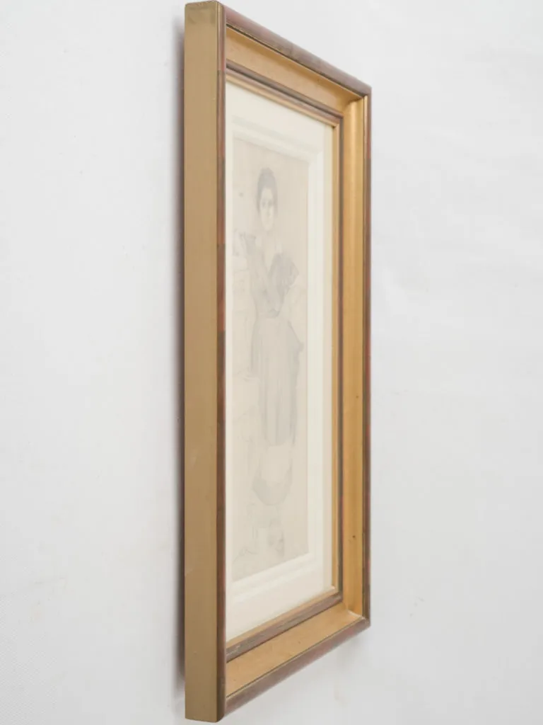 Framed Leo Lelée work of Woman at Piano 25¼" x 16¼"