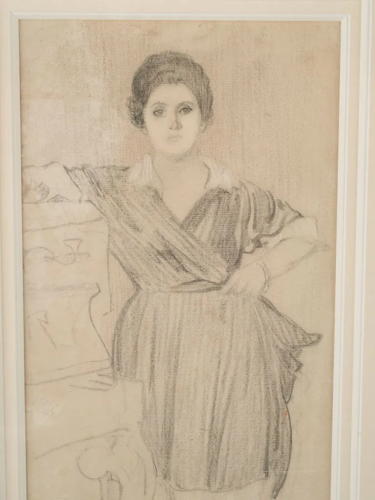 Framed Leo Lelée work of Woman at Piano 25¼" x 16¼"