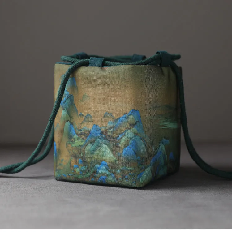 Gohobi Birds Mountains Rivers Teaware Storage Travel Bag