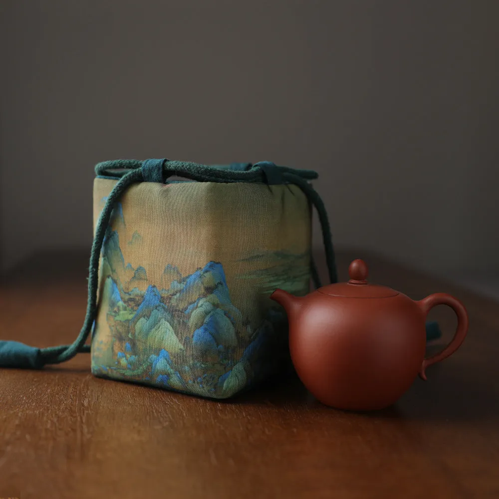 Gohobi Birds Mountains Rivers Teaware Storage Travel Bag