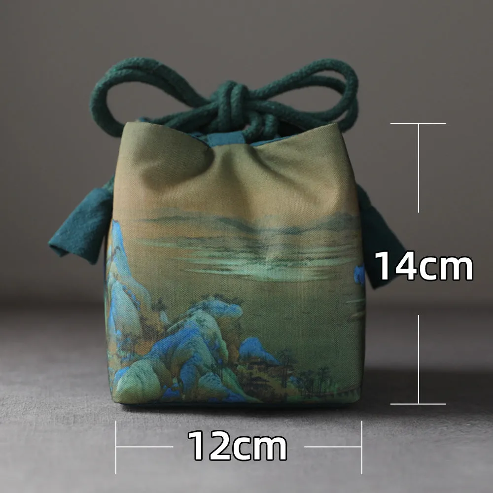 Gohobi Birds Mountains Rivers Teaware Storage Travel Bag