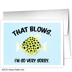 Green Puffer Fish, Greeting Card (8367B)