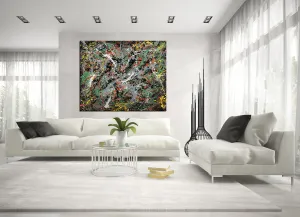 Green Wall Art | Abstract Paintings for Sale | Jackson Pollock Style | LargeModernArt - Green Beauty