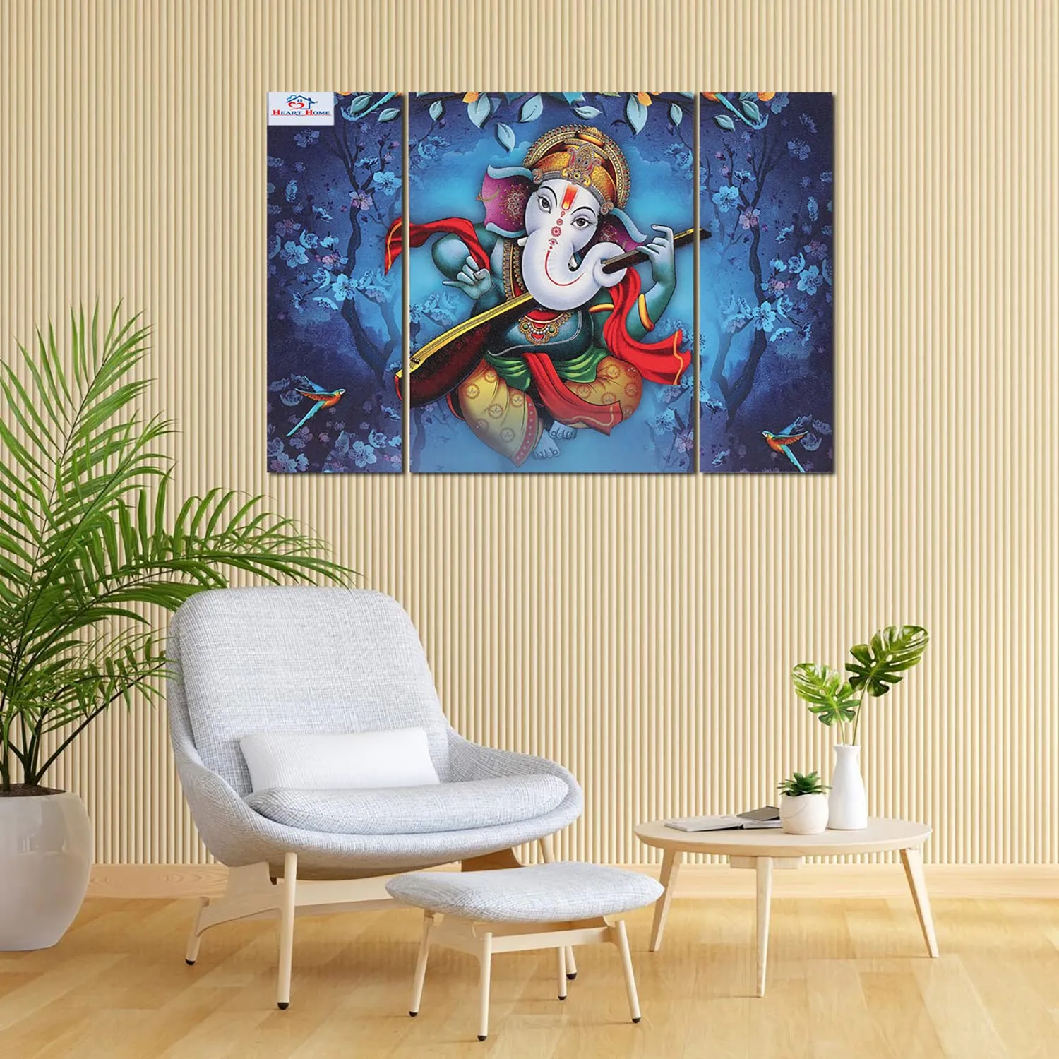 Heart Home Wall Paintings | MDF Wooden Wall Art for Living Room |Wall Sculpture | Lord Ganesha Painting for Bedroom | Office | Hotels | Gift | 1218KIG1 |9 Piece Set| Blue