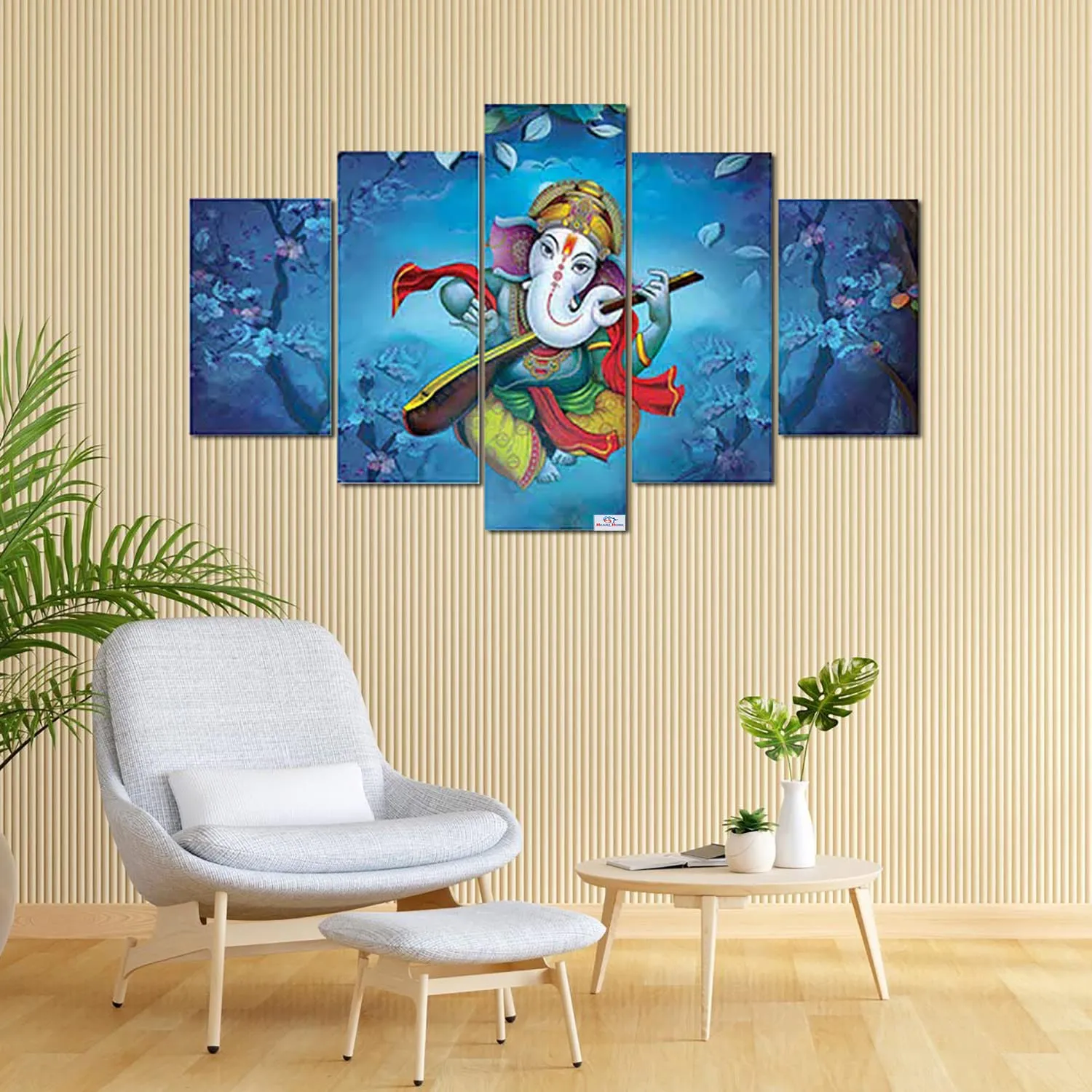 Heart Home Wall Paintings | MDF Wooden Wall Art for Living Room |Wall Sculpture | Lord Ganesha Painting for Bedroom | Office | Hotels | Gift | 1730KIG1 |10 Piece Set| Blue