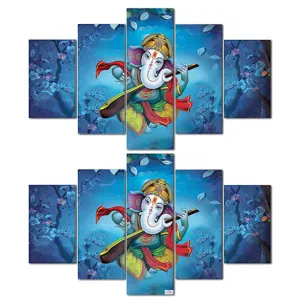 Heart Home Wall Paintings | MDF Wooden Wall Art for Living Room |Wall Sculpture | Lord Ganesha Painting for Bedroom | Office | Hotels | Gift | 1730KIG1 |10 Piece Set| Blue