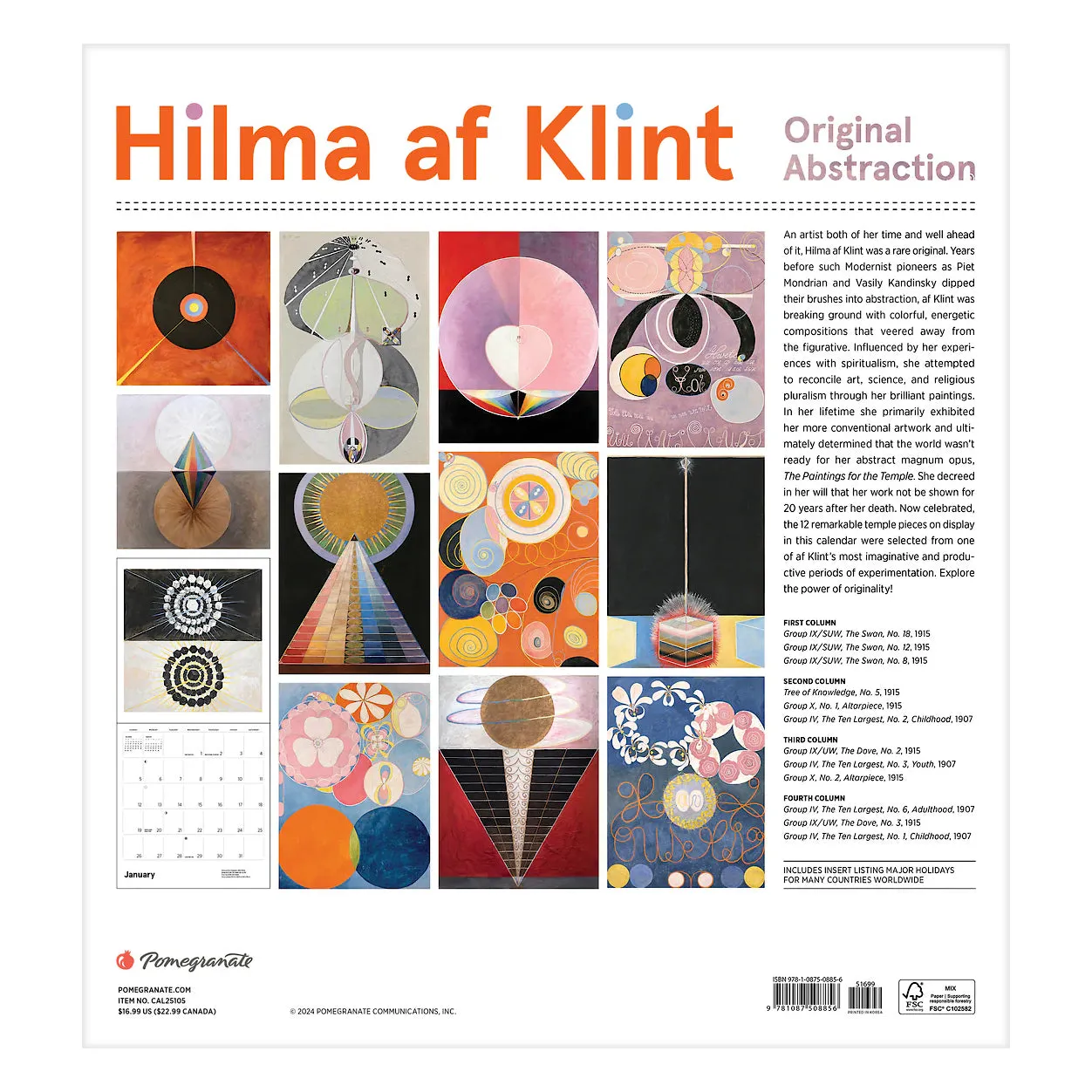 2025 Hilma af Klint Premium Wall Calendar: Celebrating Original Abstract Artwork