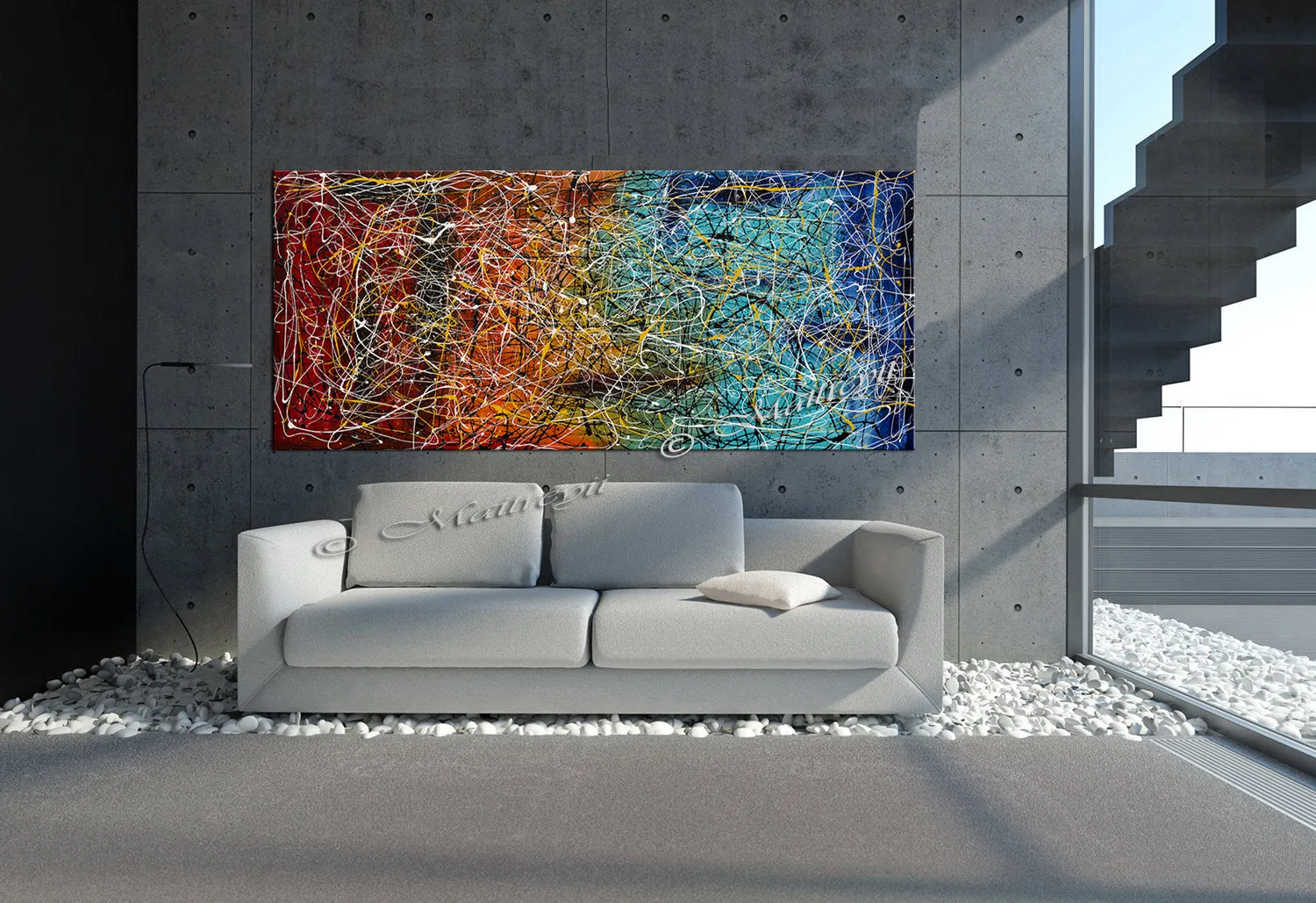 Jackson Pollock Style | Abstract artwork large oil painting on canvas luxury Homes - Vintage Beauty 20